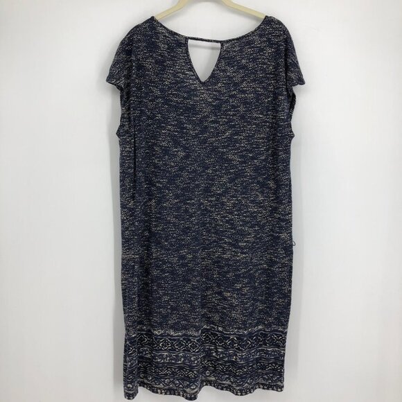 Lucky Brand  Blue Abstract Patterned Scoop Neck Jersey Midi Dress M - Picture 3 of 16